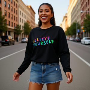 Believe Yourself /  Unisex Boat Neckline Cotton Sweatshirt