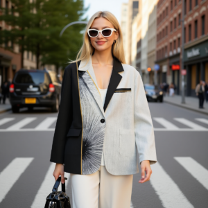 Whiteblack /  Women's Cotton Blazer