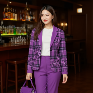 Tartan Flowers / Women's Cotton Blazer