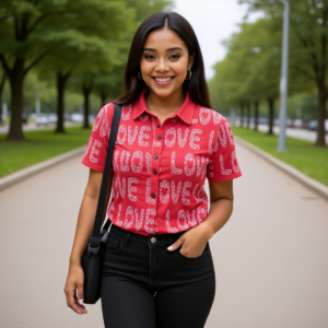 Love / Women's Cotton Shirt (short sleeves)
