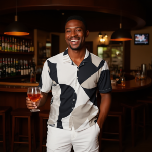 Black-Beige / Men's Hawaiian Shirt