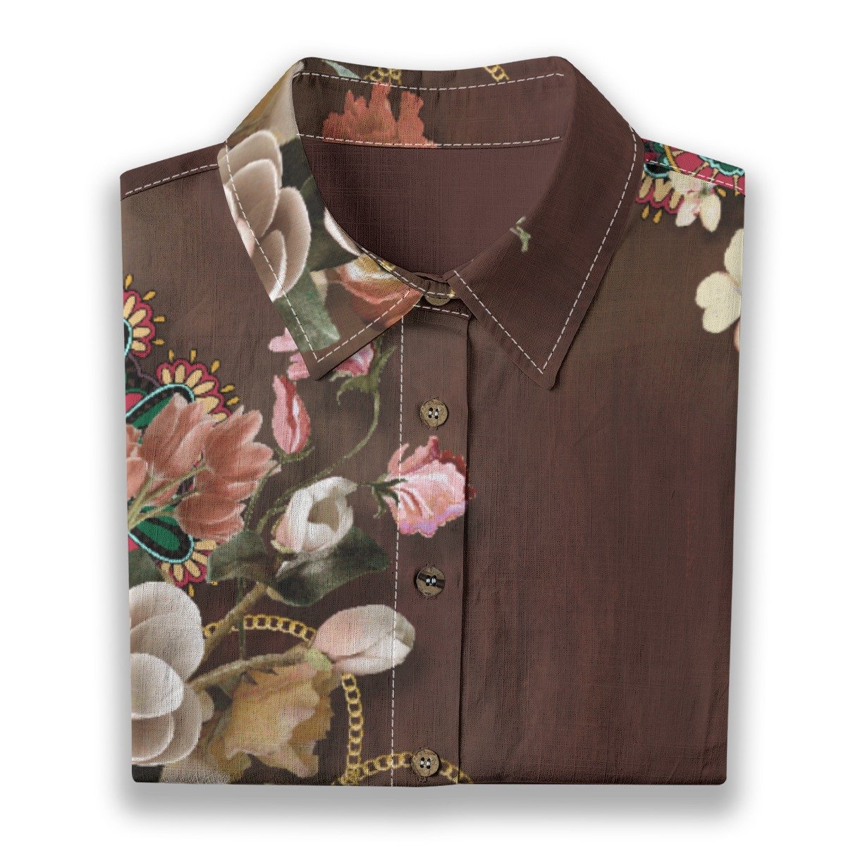 Brown / Women's Cotton Shirt - immagine 7