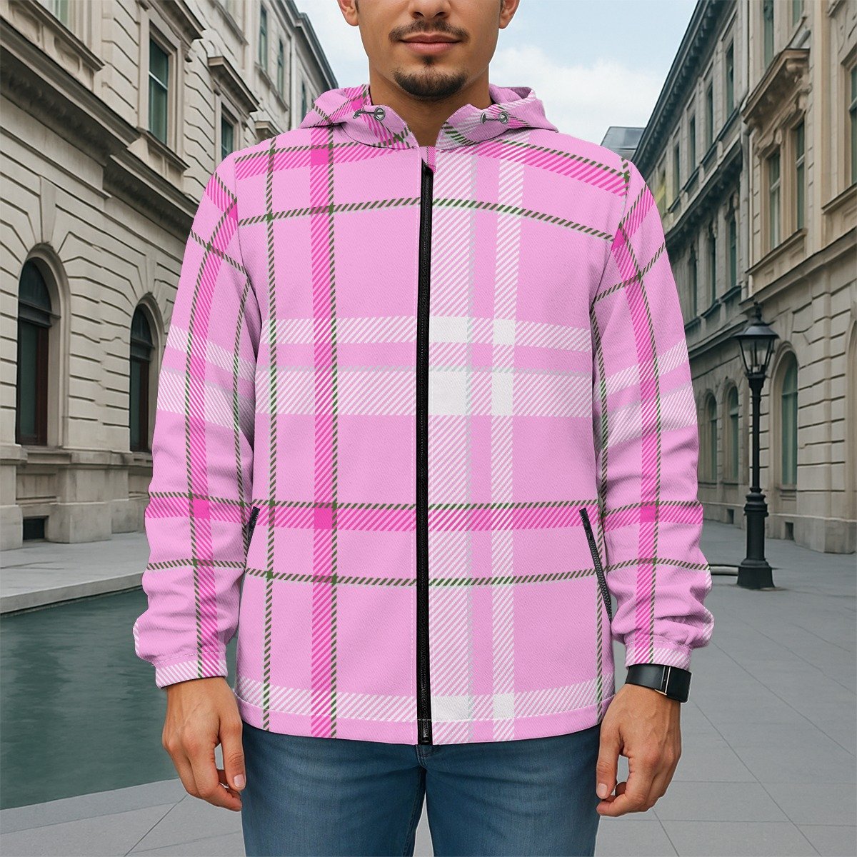 Pink Tartan / Unisex Heavy Cotton Jacket - immagine 2