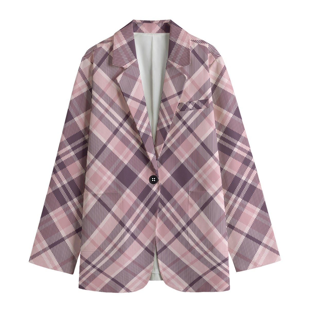 Pink Tartan / Women's Cotton Blazer - immagine 2