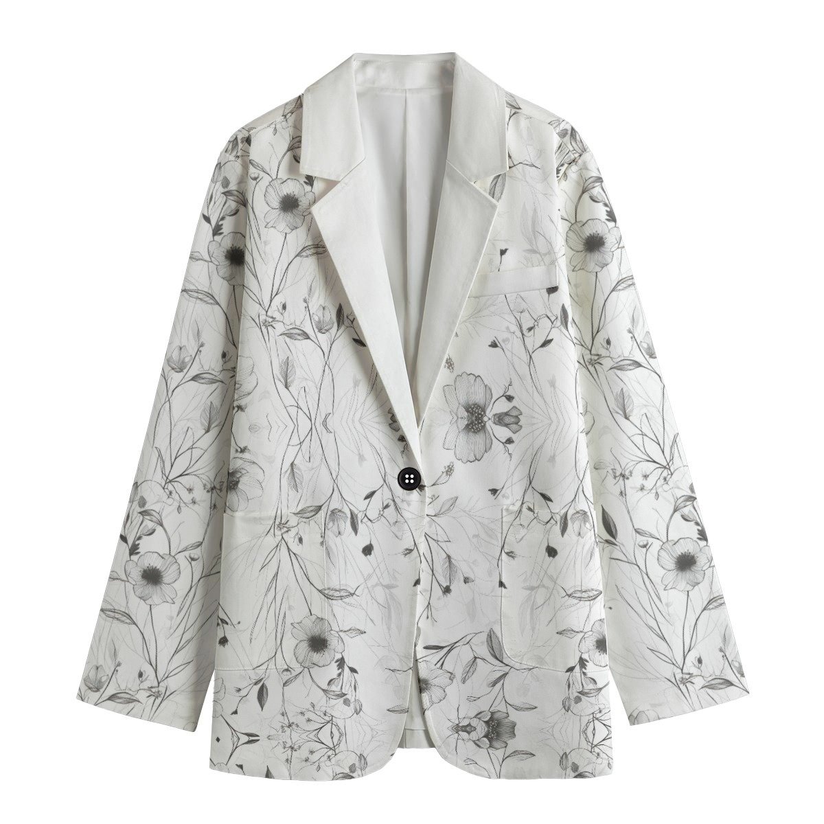 White Flowers / Women's Cotton Blazer - immagine 2