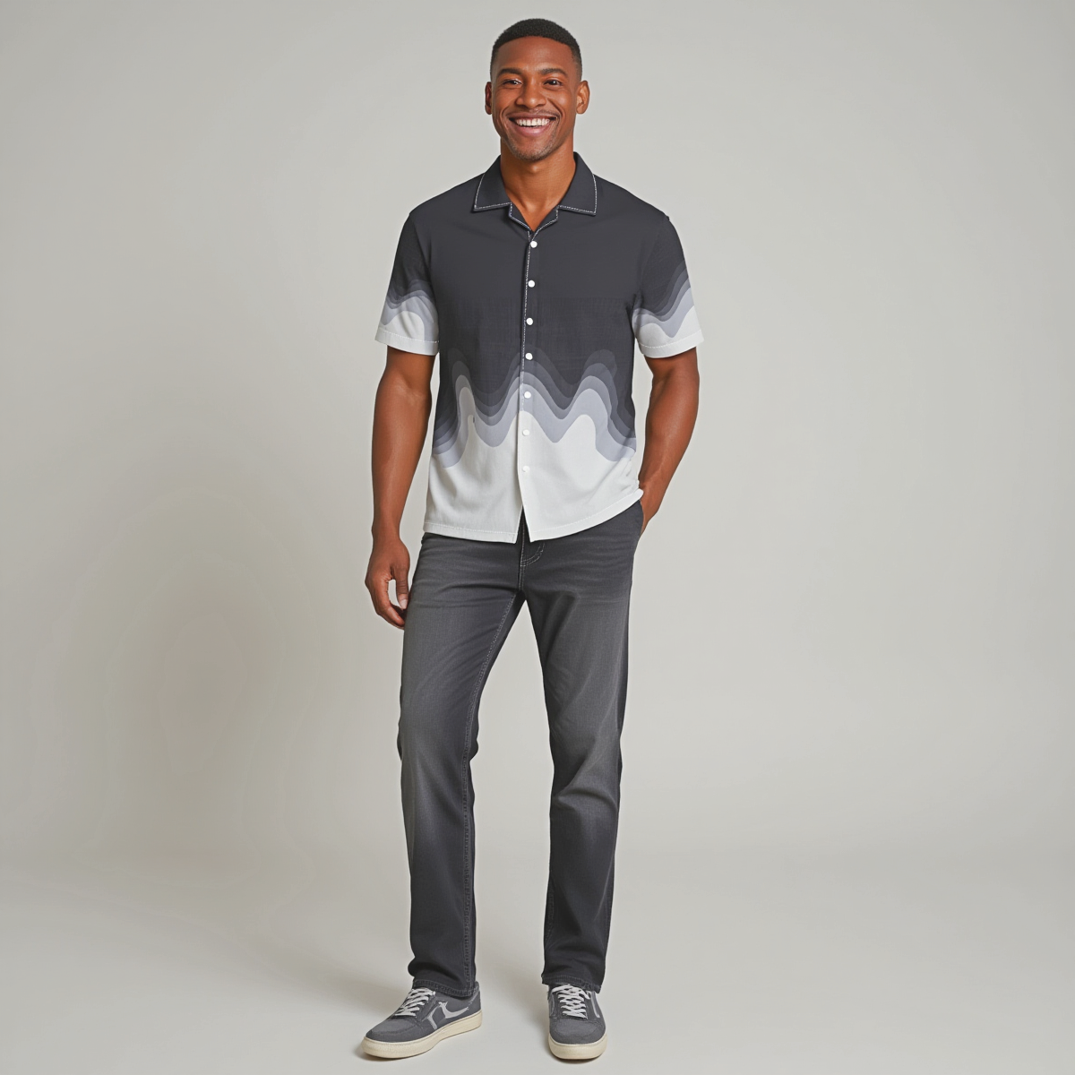 Darkgrey / Men's Hawaiian Shirt - immagine 4