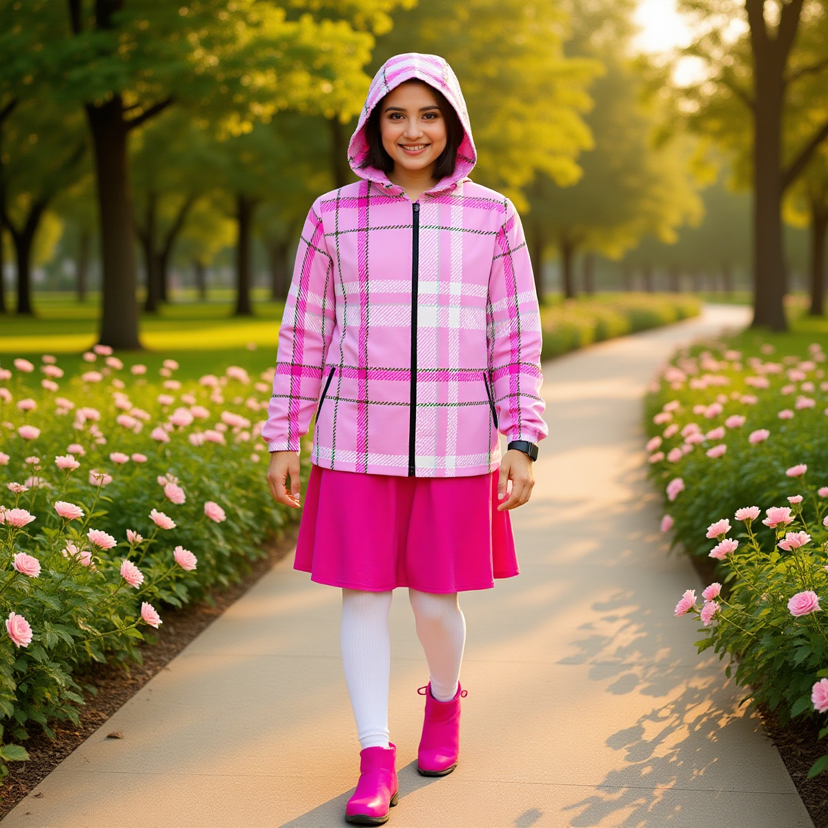 Pink Tartan / Unisex Heavy Cotton Jacket