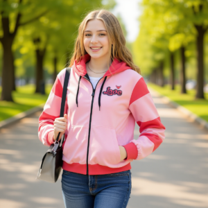 Pink Love / Unisex Cotton Hoodie With Zipper Closure