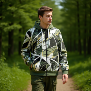 Green /  Unisex Cotton Hoodie With Zipper Closure