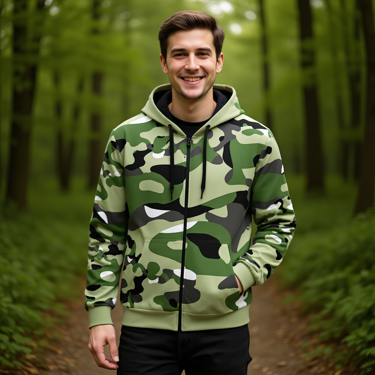 Soldier / Unisex Cotton Hoodie With Zipper Closure