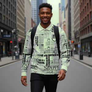 Newspaper / Men’s Long-sleeved Cotton Shirt