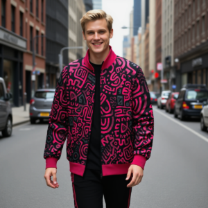 Tribalred / Unisex Stand Up Collar Jacket With Raglan Sleeve