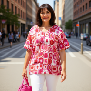 Pinkwhite / Camicia in cotone con maniche a pipistrello