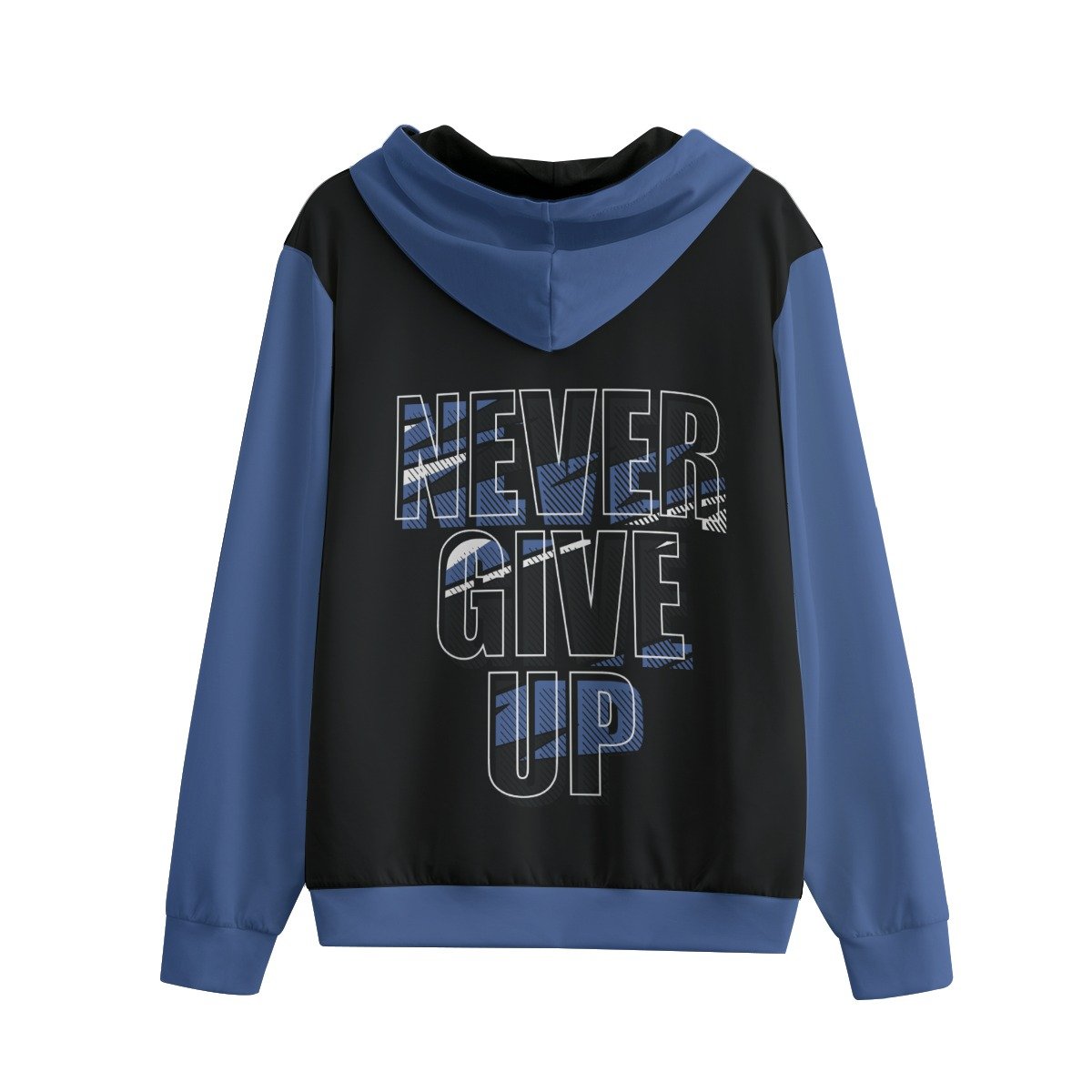 Never Give Up / Unisex Cotton Hoodie With Zipper Closure - immagine 3