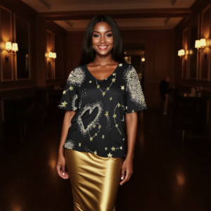 Hearts / Camicia in cotone con maniche a pipistrello