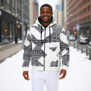 24 / Felpa in cotone con cappuccio e zip